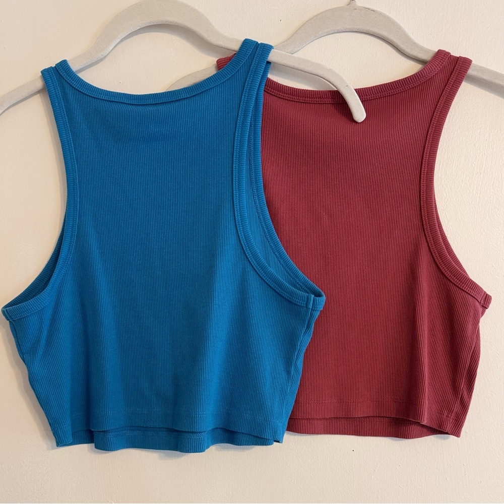 Wild Fable Blue and Pink Fitted Crop Tank Tops Bundle - Picture 2 of 4
